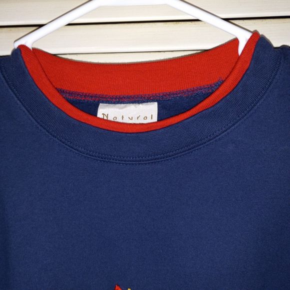 Natural Escape Navy Blue Christmas Tree Sweatshirt Size 2XL Holiday Embroidered - Picture 4 of 9